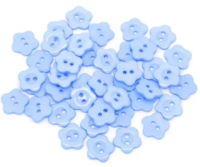 Produktbild von 10 Kinderknöpfe Blume, 14 mm, azurblau