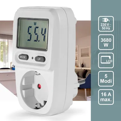 Produktbild von EAXUS Energiekosten-Messgerät Stromzähler für Steckdose Wattmeter Energie Strom Messer mit LCD-Display für Energieverbrauch bis 3.680 W Eaxus
