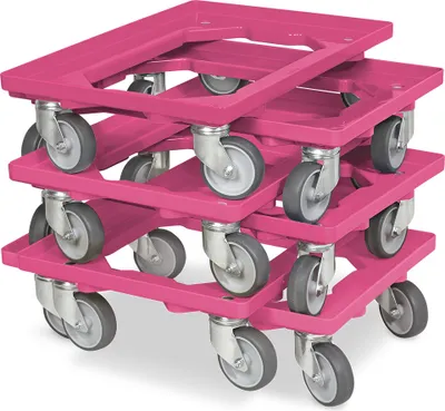 Produktbild von 6x Logistikroller für Behälter 600 x 400 mm, Tragkraft 250 kg, Farbe pink