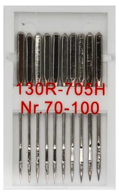 Produktbild von 10 Standard Nähmaschinennadeln Flachkolben 130R/705H, Nr. 70-100