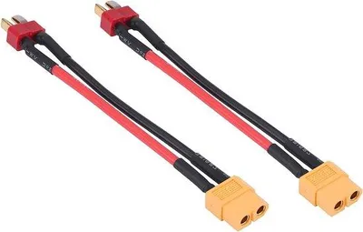 Image de Lot de 2 câbles adaptateurs de 10 cm, 14 AWG, avec connecteurs XT60 en T (4 types)