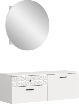 Produktbild von Garderoben-Set Prisma | weiß / weiß Hochglanz | 2-teilig | ohne Lichtprofil