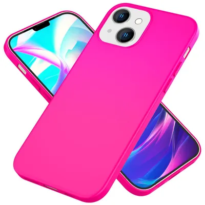 Image de Étui pour iPhone 14 Plus - Coloré Neon Silicone Étui pour téléphone portable Velours Antidérapant Couverture Rose