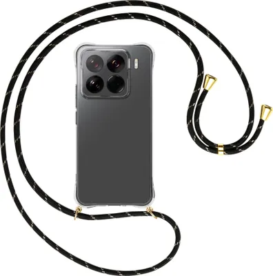 Produktbild von Handykette Backcover-Schutzhülle mit Band (Metall goldfarben) für Xiaomi 15 Pro 5G - schwarz/gold