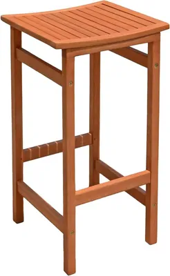 Productafbeelding van Eucalyptus Bar Kruk - Houten Kruk Buiten - Buiten Zitten -Gecertificeerd Hout - 75 x 42 cm - Bruin