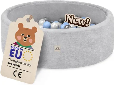 Produktbild von MISIOO Bällebad Baby 90x30 cm mit 200 Bällen Ø6 cm – Kinder Bällebad Rund, Weicher Schaumstoff, Bezug Abnehmbar Waschbar, Indoor Spielpool