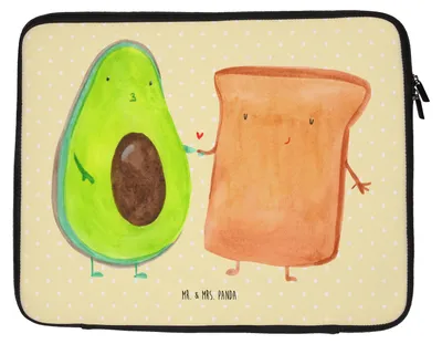 Produktbild von Mr. & Mrs. Panda Laptop Hülle Avocado Toast 33 x 42 cm - Gelb Pastell - Geschenk, Freundin, Hochzeit, Laptoptasche, Notebook Tasche, Sleeve, Hochzeitsgeschenk, Liebe