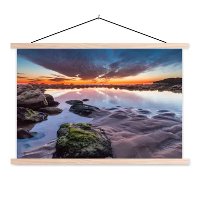 Produktbild von MuchoWow® Textilposter Felsen - Wasser - Natur 60x40 cm mit holzfarbenen Rahmen - Bilder