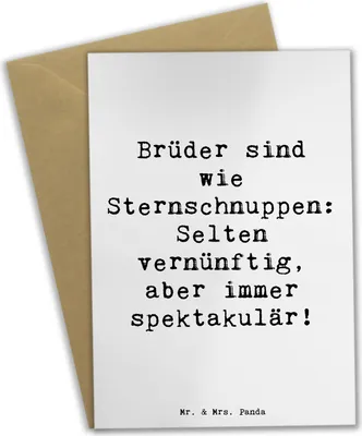 Produktbild von Mr. & Mrs. Panda Grußkarte Spruch Brüder Sternschnuppen - Weiß - Geschenk, genesungskarte, Grußkarten, Familienbeziehungen, Familienmitglieder, Geschenke, Humor, Bruder