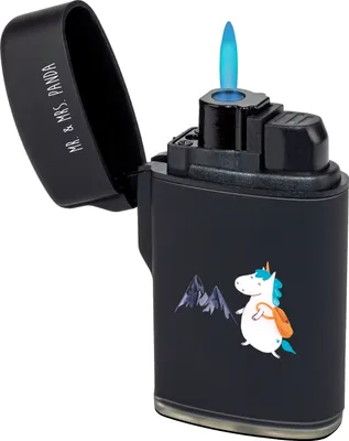 Produktbild von Mr. & Mrs. Panda sturmfeuerzeug Einhorn Bergsteiger - Schwarz - Geschenk, Weltenbummler, Feuerzeug, Berge, Gasfeuerzeug, Zünder, anzünder, Unicorn, Urlaub, Einhörner
