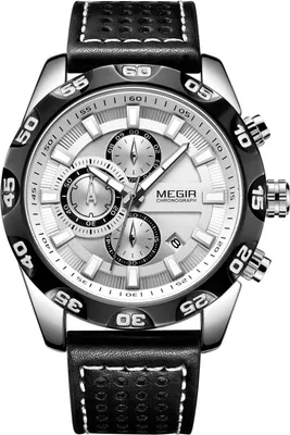 Produktbild von Sportlich-elegante Herrenuhr MEGIR LU-38539 Schwarz/Silber KP38539