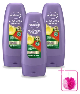 Obrázok produktu pre 3 x Kondicionér Andrélon Aloe Vera na obnovu a uhlazenie vlasov - 250 ml - Balenie s 3 kusmi