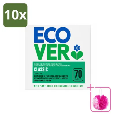 Produktbild von 10 x Ecover Classic Spülmaschinentabs - Zitrone & Limette - Sparpackung - 10 Stücke