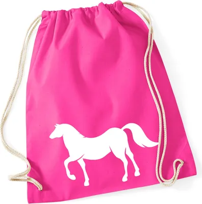 Produktbild von Huuraa Turnbeutel Pferd Silhouette 12 Liter Fuchsia Baumwolle Rucksack Geschenkidee