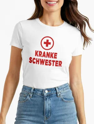 Produktbild von Damen T-Shirt Kranke Schwester Fasching Karneval Halloween Fun-Shirt Slim Fit Moonworks®