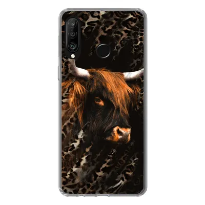 Produktbild von MuchoWow® Handyhülle Schutzhülle Hülle für Huawei P30 Lite Schottischer Highlander - Pantherdruck - Schwarz Silikon Softcase Handy Hülle - Handyhülle