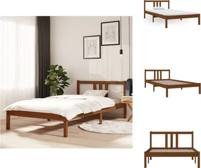 Produktbild von vidaXL Massivholzbett Honigbraun 100x200 cm -  Betten & Bettgestelle