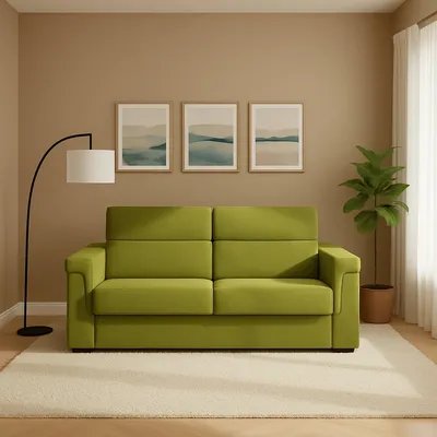 Immagine prodotto di Brusasco - Divano Letto 2 Posti, 205x95 cm Verde, Sfoderabile Italy
