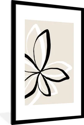 Produktbild von MuchoWow® Gerahmtes Poster Blumen - Abstrakt - Minimalismus 60x90 cm - Poster mit Schwarzem Bilderrahmen Wandposter Rahmen Foto Bilder - Dekoration - Wandposter Wohnzimmer - Hochwertig