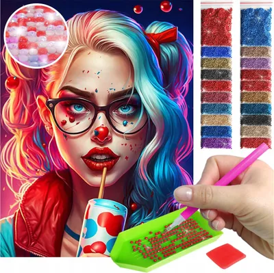 Produktbild von ARTULIO - Diamond Painting Set - Pop Art Frauenporträt mit Brille - 40 x 30 cm - AB Steine, AB Diamant - Bilder DIY, Crystal Art, Home Wand Deko