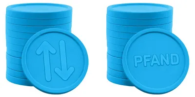 Produktbild von CombiCraft Wertmarken Chips in Blau mit Pfeile/PFAND Reliefprägung - 1000 Stück