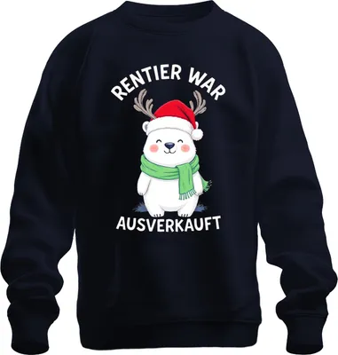 Zdjęcie produktu dla Renifer został wyprzedany Polar Bear Antlers Christmas Gift Uni Sweatshirt Pullover, Navy, S