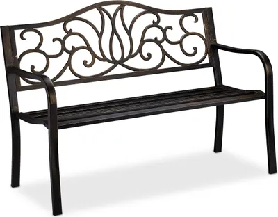 Produktbild von Relaxdays Gartenbank Antik für 2 Personen, Balkon, Terrasse, Metallbank HBT 90x127,5x63 cm, Stahl, Guss, schwarz-bronze