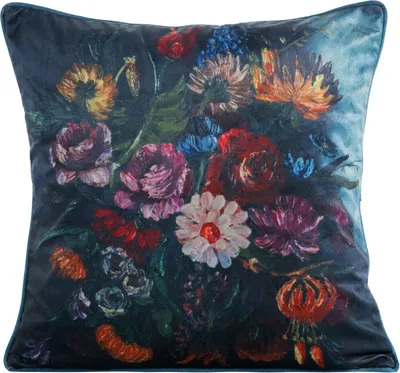 Produktbild von Dekorativer Kissenbezug Sofakissen VELVET 112 45x45 dunkelblau marinerosa