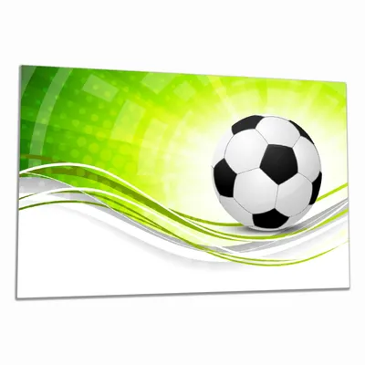 Produktbild von Wallario Herdabdeckplatte aus Glas, Größe 80 x 52 cm 1-teilig, Motiv Fußball - grün weiße Wellen Muster
