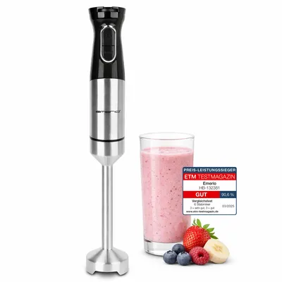 Productafbeelding van Emerio Staafmixer – 1000 W – Traploos Instelbare Snelheid – Zwart/RVS – HB-132381
