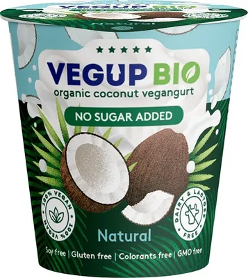Obrázok produktu pre PRÍRODNÝ KOKOSOVÝ VÝROBOK BEZ PRIDANÝCH CUKROV, BEZLEPKOVÝ VEGANGURT140 g - VEGUP