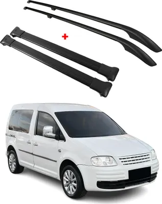 Image de Kit Barres de toit pour VW Caddy 3 2003-2015 L1 Empattement Court Noir Alu 4x