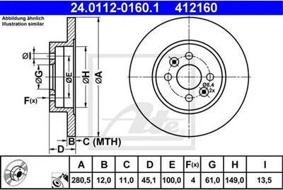 Produktbild von ATE Bremsscheibe  24.0112-0160.1