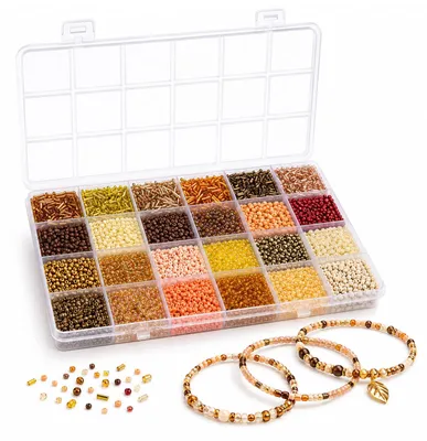 Goldperlen-Set 7500 Stück 3/4/6 mm Rocailles & Röhrenperlen