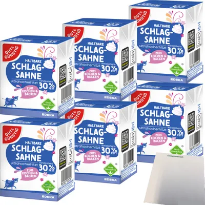 Produktbild von Gut & Günstig Haltbare Schlagsahne 30% Fett 6er Pack (6x200g Packung) + usy Block