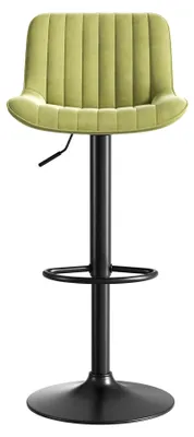 Obrázek produktu pro MODFU Sada 4 barových židlí, otočné židle s 360° otáčením, kancelářská židle s nastavitelnou výškou opěradla a podnožkou, samet, zelená