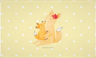 Produktbild von Mr. & Mrs. Panda Handtuch Fuchs Mama - Gelb Pastell - Geschenk, gesichtstuch, Mami, Frotteehandtuch, Flauschtuch, Schoß, gesichtshandtuch, Muttertag, Mutter, 50x100