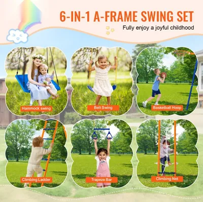 Produktbild von Schaukelsets - A-Rahmen Schaukelsitz - Tragfähigkeit 200 kg - 6 in 1 Garten Outdoor Spielset