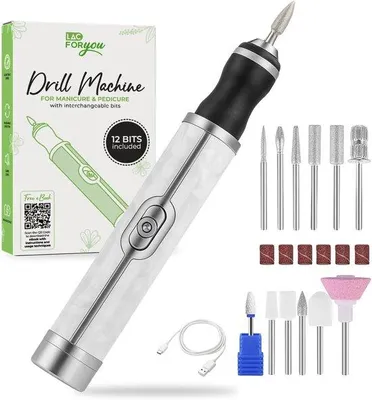 Zdjęcie produktu dla Elektryczny pilnik do paznokci - Biały - Pilnik do paznokci zasilany akumulatorowo, z 4 prędkościami - do manicure i pedicure