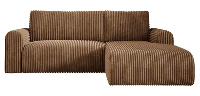 Produktbild von Ecksofa Cord MANDY 180x285 cm mit Schlaffunktion Braun TILIA 11 Rechts, Eckcouch mit Bettkasten, Sofa L-Form, Polsterecke, Wohnlandschaft