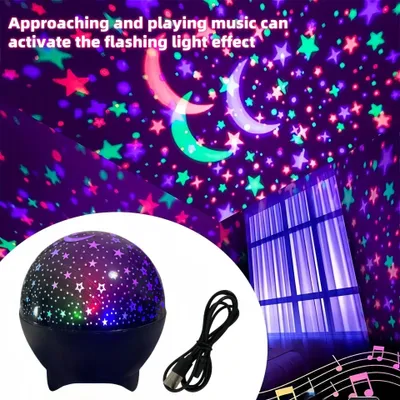 Produktbild von RGB Galaxy Projektor mit LED-Sternenhimmel, Mondprojektion, USB, 5 W, Nachtlicht für Kinderzimmer