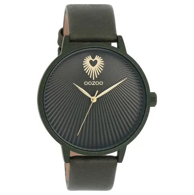 Image de Montre Oozoo forest vert cuir Timepieces Femmes Montre à quartz analogique UOC11248