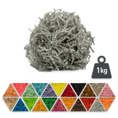 Produktbild von Grau Füllmaterial aus Papier 1kg – biologisch abbaubares Verpackungsmaterial, ideal als dekorative Füllung für Geschenkboxen & Geschenkkörbe