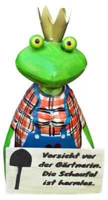 Produktbild von Zaunhocker Frosch Gärtnerin Metall handbemalt Figur 21,5 cm