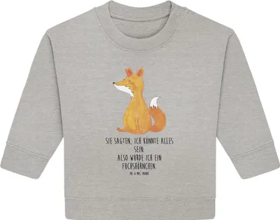 Produktbild von Mr. & Mrs. Panda Organic Baby Pullover Einhorn Fuchs 12. - 18. Monat - Heather Grey - Geschenk, Bullover, Fuchshörnchen, Unicorn, Unicorns, Einhörner, Füchse