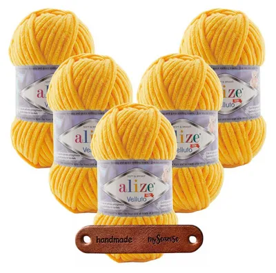 Produktbild von 5 x ALIZE Velluto 216 yellow mit Label