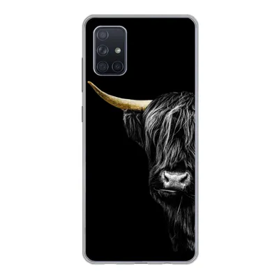 Produktbild von MuchoWow® Handyhülle Schutzhülle Hülle für Samsung Galaxy A71 Schottischer Hochländer - Kühe - Gold Silikon Softcase Handy Hülle - Kartenbesitzer