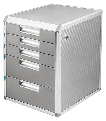 Produktbild von Metallische Aufbewahrungsbox - 5 Fächer, abschließbar - 39,8 cm tief