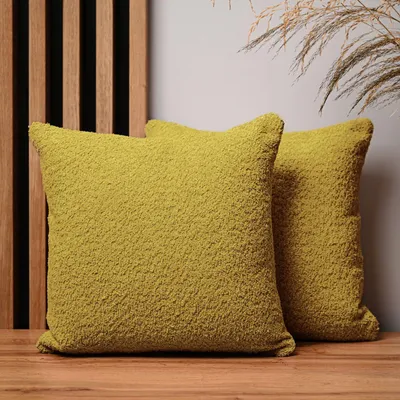 Produktbild von MG Design 2er Set Kissenbezüge 40 x 40 cm in Grün - mit Reißverschluss, fein gewebt mit Chenille-Haptik, pflegeleich