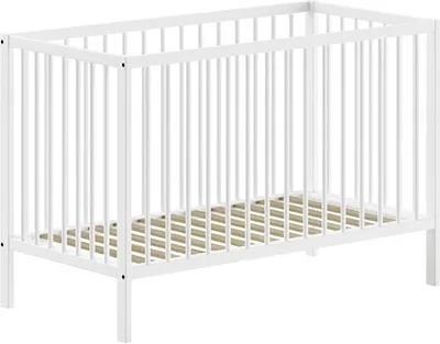 Gitter-Babybett Dino 65.4 x 124.4 x 84.4 cm Buche Weiß_Natur24